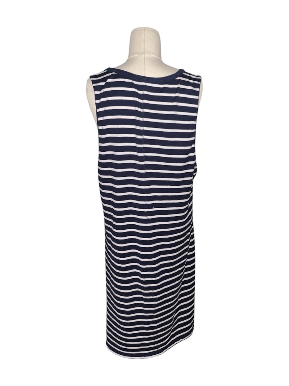 J. Crew Navy and White Striped V-Neck Sleeveless Dress - Picture 3 of 6